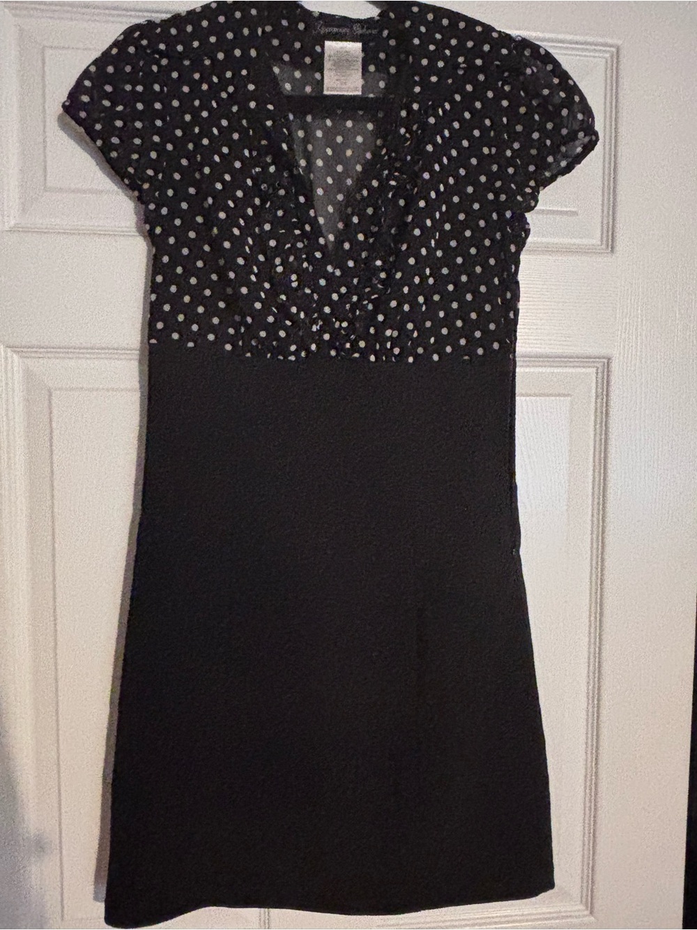 Black Polka Dot Cap Sleeve Mini Dress